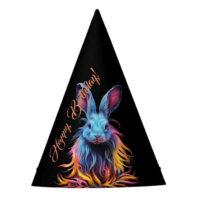 Chapeaux De Fêtes Superbe Lapin Bleu en feu (Devant)
