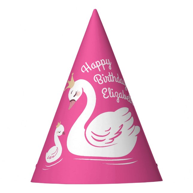 Chapeaux De Fêtes Swan 1er anniversaire Baby shower de fête rose (Devant)