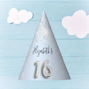 Chapeaux De Fêtes Sweet 16 bébé bleu argent nom de parties scintilla