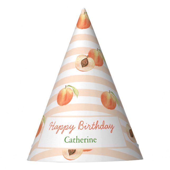 Chapeaux De Fêtes Sweet Little Peach Stripes Girl Birthday (Devant)