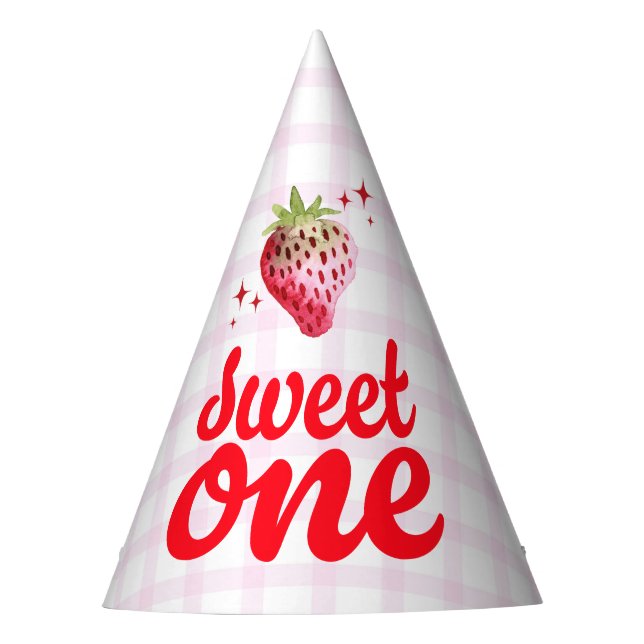 Chapeaux De Fêtes Sweet One Aquarelle fraise Premier Anniversaire (Devant)