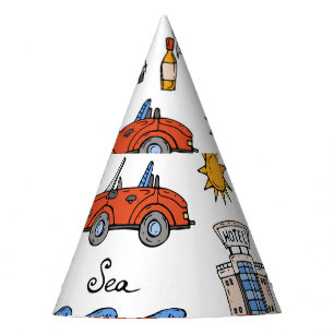 Chapeaux De Fêtes Symboles d'été vintages Motif à main