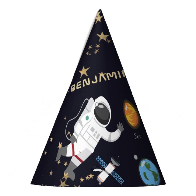 Chapeaux De Fêtes Système solaire pour enfants Astronaut Monogramme  (Gauche)