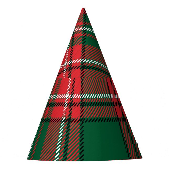 Chapeaux De Fêtes Tartan traditionnel : motif plaid rouge-vert. (Devant)