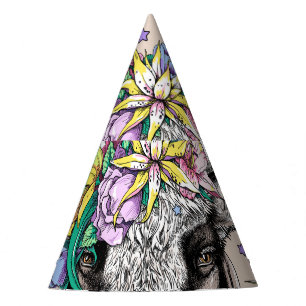 Chapeaux De Fêtes Taureau floral - Illustration Vintage