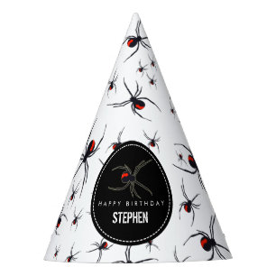 Chapeaux De Fêtes Thème de fête d'anniversaire Red & Black Spider