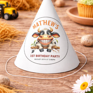 Chapeaux De Fêtes Thème Ferme de Vache Mignonne Folle 1er Anniversai