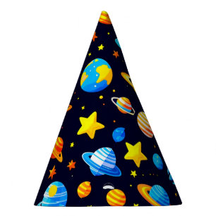 Chapeaux De Fêtes Thème spatial coloré avec planètes