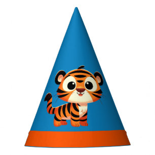 Chapeaux De Fêtes Tiger Blue Orange Boy 3e fête d'anniversaire
