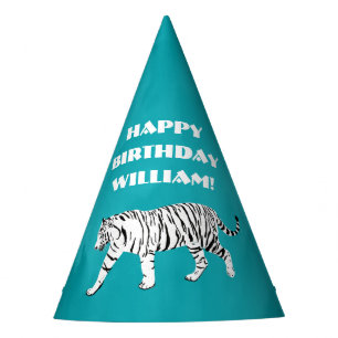 Chapeaux De Fêtes Tigre blanc Turquoise, bleu turquoise Personnalis