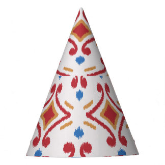 Chapeaux De Fêtes Tissu Ikat artisanal, motif sans couture ethnique.