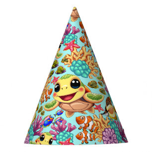 Chapeaux De Fêtes Tortue de mer Bébé heureux et mignonne personnage