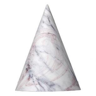 Chapeaux De Fêtes Touche de Rose Marbre blanc et gris fête d'anniver