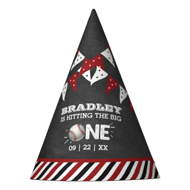 Chapeaux De Fêtes Toucher Le Grand | Baseball 1er anniversaire (Devant)