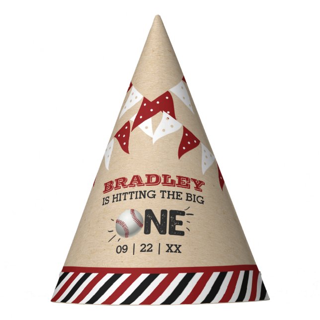 Chapeaux De Fêtes Toucher Le Grand | Baseball 1er anniversaire (Devant)