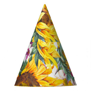 Chapeaux De Fêtes Tournesol Vintage : Fleur Jaune Été.