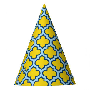 Chapeaux De Fêtes Trellis jaune et bleu bébé, treillis, Quatrefoil