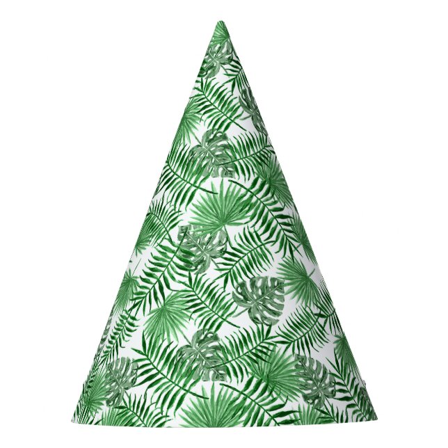 Chapeaux De Fêtes Tropical Green Palm Feuille Summer Art Motif (Devant)