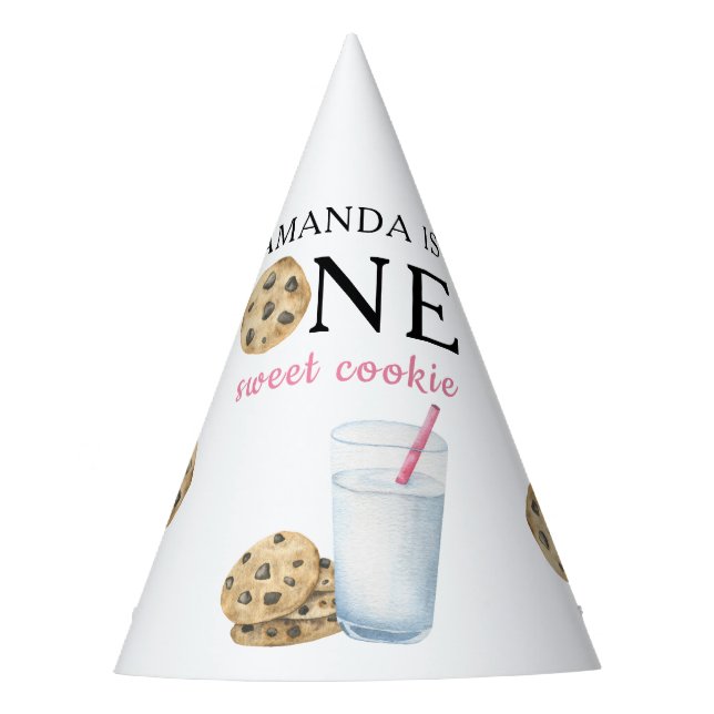 Chapeaux De Fêtes Un biscuit doux et le lait fille premier anniversa (Devant)