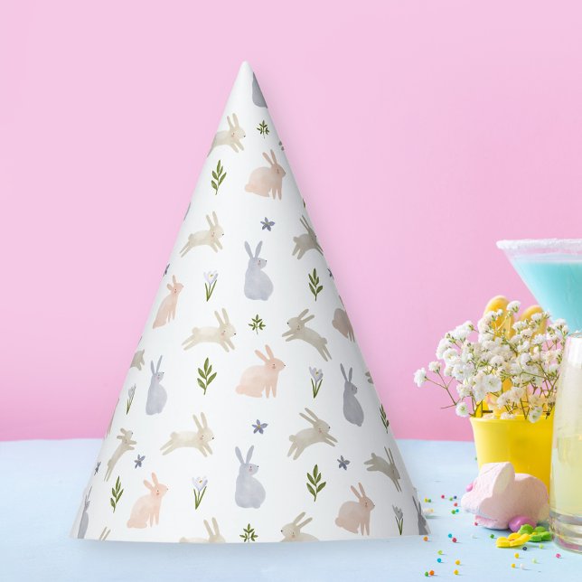Chapeaux De Fêtes Un lapin est une fille d'aquarelle 1er anniversair (Créateur téléchargé)