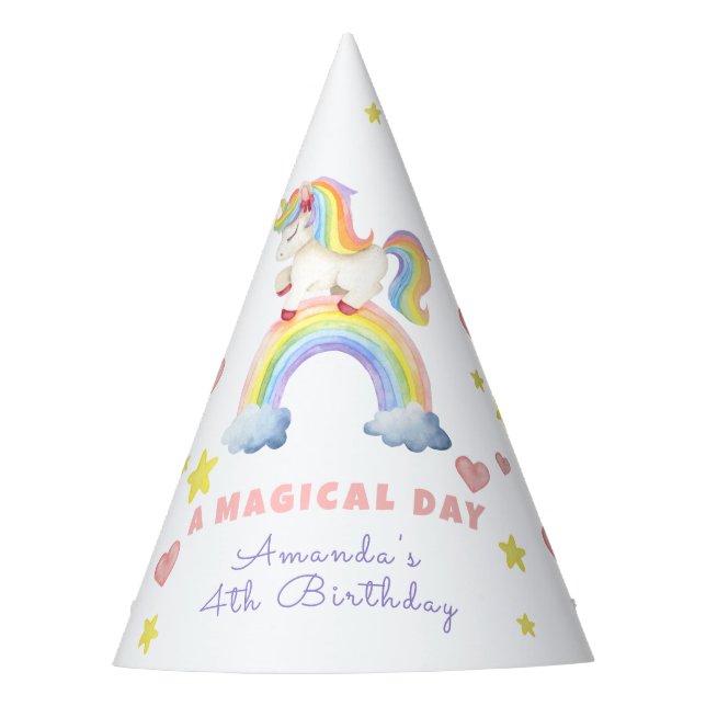 Chapeaux De Fêtes Unicorn Arc-en-ciel Jour magique Anniversaire (Devant)