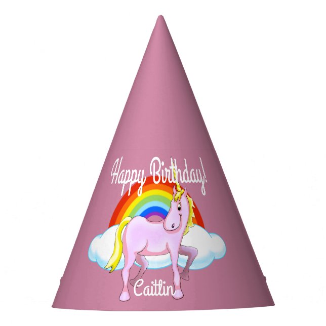 Chapeaux De Fêtes Unicorn Casquettes d'anniversaire (personnalisable (Devant)