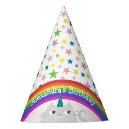 Chapeaux De Fêtes Unicorn Cat Rainbow Girls Birthday
