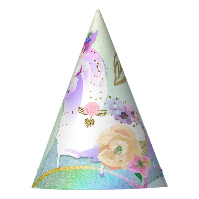 Chapeaux De Fêtes Unicorn Princesse Iridescente Rainbow Pastel Party (Devant)