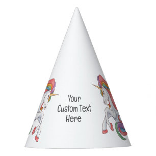 Chapeaux De Fêtes Unicorne couleur texte personnalisé