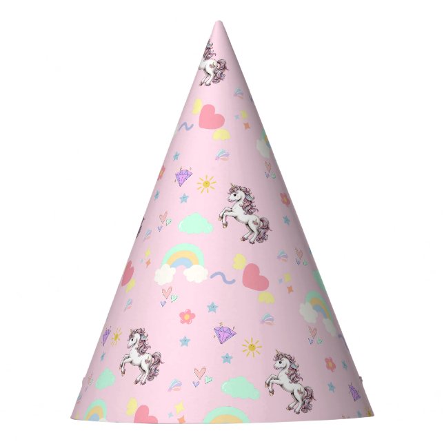 Chapeaux De Fêtes Unicorne rose magique princesse fille d'anniversai (Devant)