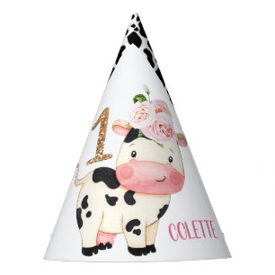 Chapeaux De Fêtes Vache Parties scintillant or Imprimer Premier anni