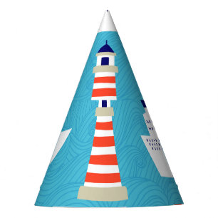 Chapeaux De Fêtes Vagues nautiques : Motif de croiseur de phare.