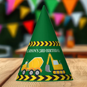 Chapeaux De Fêtes Véhicule de construction verte Personnalisé Garçon