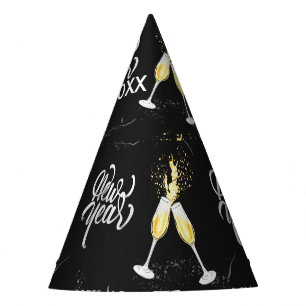 Chapeaux De Fêtes Verre à vin noir doré champagne Confetti Moderne P