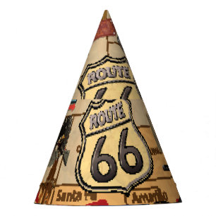 Chapeaux De Fêtes Vintage Route 66, affiche nostalgique.