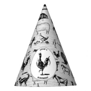 Chapeaux De Fêtes Vintages animaux de ferme Collage rustique