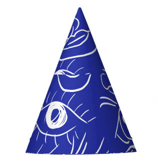 Chapeaux De Fêtes Visage de beauté : dessin à une ligne.