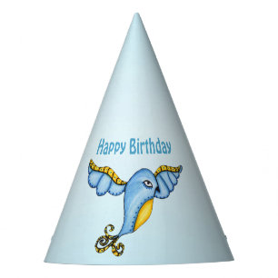 Chapeaux De Fêtes Voile Whimsical Ornate Bluebird Yellow Tail