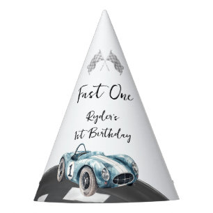 Chapeaux De Fêtes Voiture de course Fast One Premier anniversaire