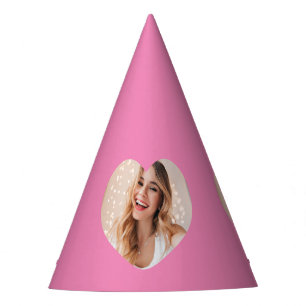 Chapeaux De Fêtes Votre photo votre visage sur un rose cardiaque per