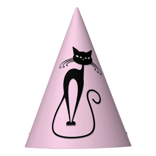 Chapeaux De Fêtes Whimsical Skinny Chat noir rose (Devant)