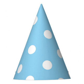 Chapeaux De Fêtes White Polka on Blue Party Hat