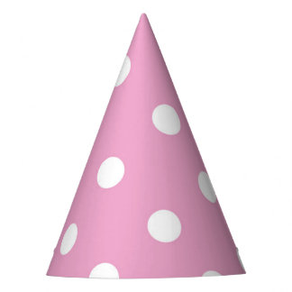 Chapeaux De Fêtes White Polka on Pink Party Hat