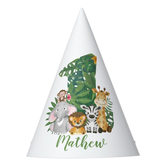 Chapeaux De Fêtes Wild One Baby 1er Anniversaire Jungle Safari (Devant)