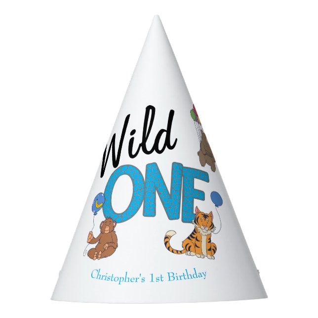 Chapeaux De Fêtes Wild One Boys premier anniversaire Safari Jungle A (Devant)