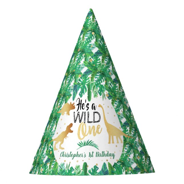 Chapeaux De Fêtes Wild One Dinosaur Boys 1er anniversaire (Devant)
