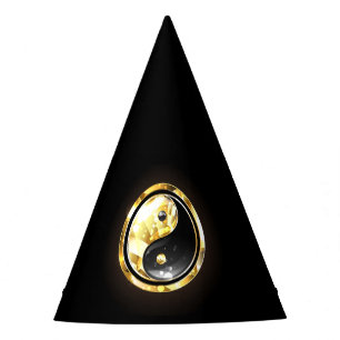 Chapeaux De Fêtes Yin Yang or sur noir