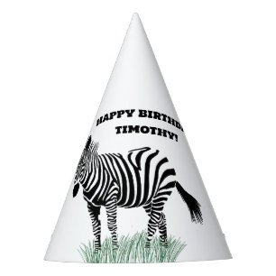 Chapeaux De Fêtes Zèbre noir et blanc dans l'herbe