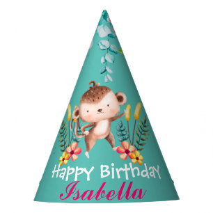 Chapeaux De Fêtes zoo singe mignon animaux jungle Floral Anniversair