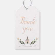 Chapel and Flowers Soft Blush Thank you Tags